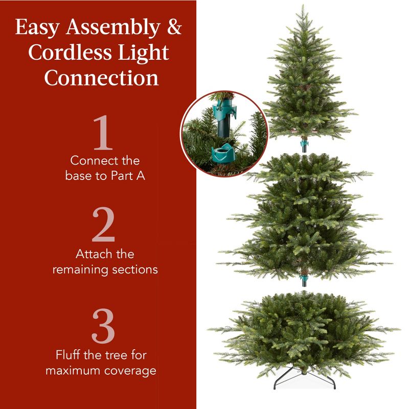Best Choice Products Pre-Lit Artificial Aspen Noble Fir Christmas Tree w/ Branch Tips, LED Lights, 5 of 11