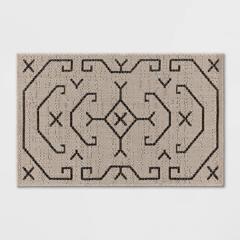 Linear Global Outdoor Rug Ivory/Black - Threshold™, 1 of 6