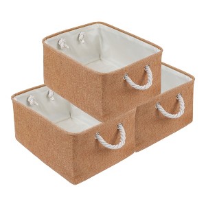 REGALWOVEN Cotton Collapsible Lightweight Sturdy Open Storage Bins 3 Pcs - 1 of 4