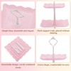 Unique Bargains 3 Tier Dessert Cupcake Stand Holder Square with Tiered Serving Tray for Donuts Fruits White Pink - 3 of 4