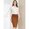 INSPIRE CHIC Women's Lace Panel Knee Length High Waist Pencil Zip Slit Skirts - 2 of 4