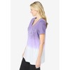 Woman Within Plus Size Short-Sleeve V-Neck Embroidered Dip Dye Tunic - 4 of 4
