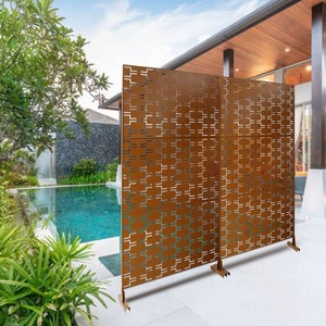 CAVINAS Patio Decorative Screen Metal Fence Privacy Screen with Rectangular Pattern for Outside and Garden, 76" H×48" W - 1 of 4