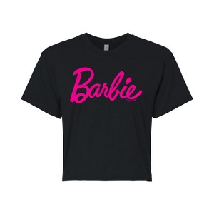 Women's - Barbie - Classic Pink Logo Cropped Graphic T-Shirt : Target