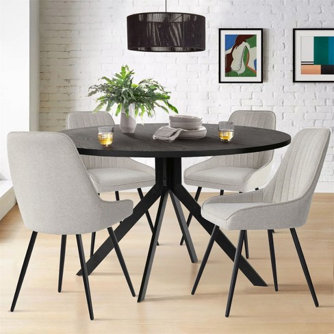 5 piece Black Round Dining Table Set For 4 With 4 Upholstered Armless Dining Chairs For Dining Room Indoor Funiture Maison Boucle Target