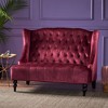 Velvet Modern Glam Wingback Loveseat Sofa with Button Tufted Diamond Stitch and Turned Legs for Living Room - 3 of 4