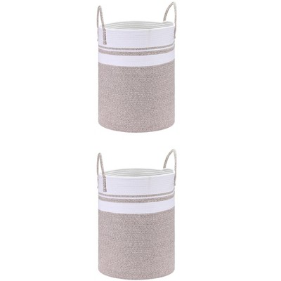 REGALWOVEN Shelf Closet Woven Storage Bin with Handles for Blankets Clothes 2 Pcs