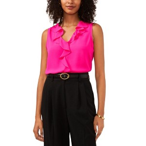 Vince Camuto Womens Solid Sleeveless Ruffled Blouse, Pink, Medium - 1 of 1