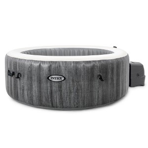 Intex Deluxe 4 Person Outdoor Portable Inflatable Round Hot Tub Spa with Multi-Color LED Light, Foam Headrests and 140 Soothing Bubble Jets - Gray - 1 of 4