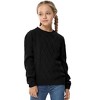 Girls' Cable Knit Sweater, Crew Neck Long - Sleeve Pullover for Kids, Casual Winter Fall Knitted Top - 2 of 4