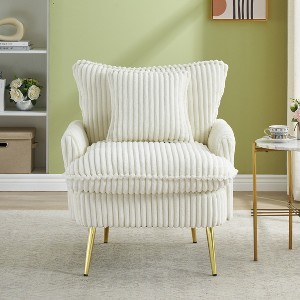 CAVINAS Comfortable Chair Coarse Corduroy Fabric Couch Small Sofa with 1 Pillow for Living Room - 1 of 4
