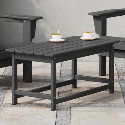 Gray Rectangular HDPE Outdoor Adirondack Coffee Table