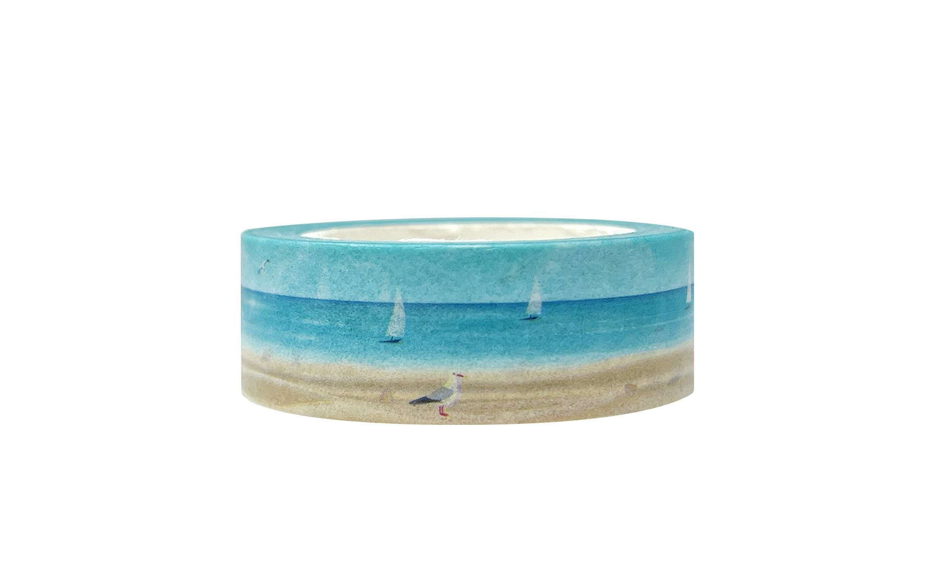 Wrapables Beautiful Scenery Washi Masking Tape, Sailboats & Seagulls, 15mm x 10M