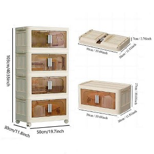 Chery Life 19.69"¡Á11.81"¡Á31.1" 4Tiers Side Wide Folding Storage Cabinet, Collapsible Storage Bins with Magnetic Door & Wheels - 1 of 4