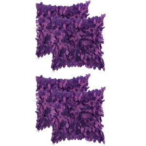 Unique Bargains Solid Color 3D Sequins Leaf Indoor Outdoor Throw Pillow Covers 4 Pcs - 1 of 4