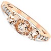 Pompeii3 1ct Morganite & Diamond 3-Stone Ring 10k Rose Gold - Size 8.5 - 2 of 4