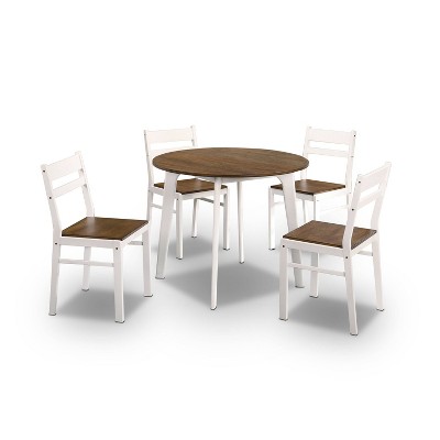 5pc Calla Ladder Back Round Dining Table Set Walnut/White - HOMES: Inside + Out