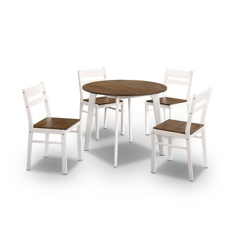 5pc Calla Ladder Back Round Dining, Two Tone Round Dining Table Set