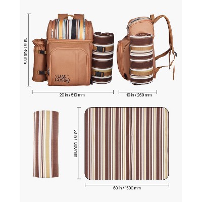 VEVOR Picnic Backpack, Beach Picnic Backpack Bag for 4 Person with Insulated Cooler Compartment, Detachable Bottle/Wine Holder, Brown — фото 8