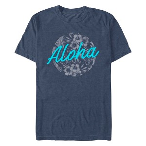 Men's Lost Gods Aloha Flowers  T-Shirt - Navy Blue Heather - Large - 1 of 4