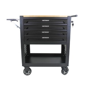 Maggift Tool Boxes, Portable Rolling Tool Chest with 4 small and a large shelf, Wheels, Metal Closure for, Garage, Black, 26.9"*17.8"*35.4" - 1 of 4