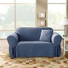 Cotton Sailcloth Duck Sofa Slipcover Blue - Sure Fit: Machine Washable, Indoor Furniture Protector, Box Cushion Fit - 2 of 3