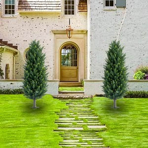 Artificial Topiary Ball Tree Set of 2 with Metal Ground Spike, UV Resistant Faux Shrub for Indoor Outdoor Garden Patio Decor - 1 of 4