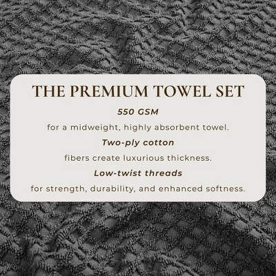 Dark Grey Cotton Textured 6-Piece Towel Set for Kids