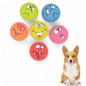 Alilang Pet Squeaky Latex Toy Set with Funny Faces Durable BPA-Free Eco-Friendly Design for Small and Medium Dogs- 6 Pack - 1 of 4