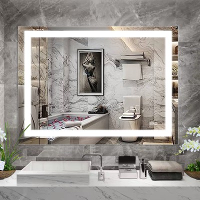 DOMETOUR 48 x 36 LED Bathroom Mirror with Anti-Fog & Touch Sensor, Modern Frameless Lighted Vanity Wall Mirror