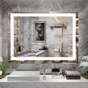 DOMETOUR 48 x 36 LED Bathroom Mirror with Anti-Fog & Touch Sensor, Modern Frameless Lighted Vanity Wall Mirror - 1 of 4