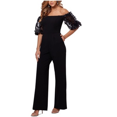 XSCAPE Womens Flower Sleeves Jumpsuit