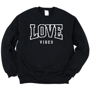 Simply Sage Market Women's Graphic Sweatshirt Love Vibes Varsity - 1 of 3