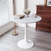 Lirago White Round Tulip Dining Table for 4, Mid-Century MDF Top with Pedestal Base 29.5"H x 31.5"D x 31.5"W - 3 of 4
