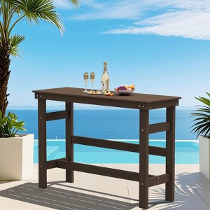 Hyleory 60" Long Counter Height Outdoor Dining Table, Patio Rectangle HDPE Bar Table for Bar Stools - 1 of 4