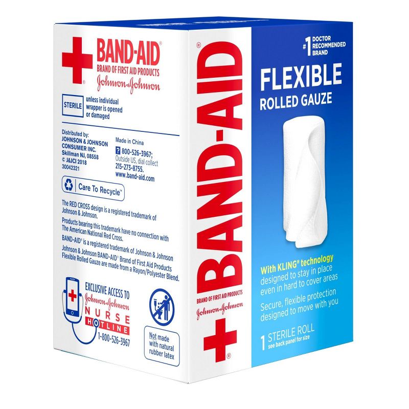 Johnson &#38; Johnson Brand First Aid Product Flexible Rolled Gauze - 2in x 2.5yd, 4 of 8