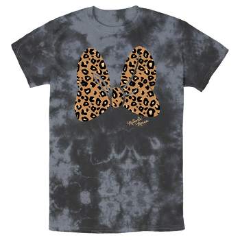 Men's Mickey & Friends Cheetah Print Minnie Mouse Bow Acid Wash T-Shirt