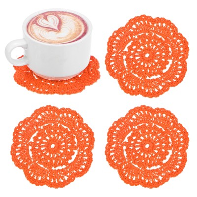 Unique Bargains Round Handmade Crochet Cotton Cup Coaster Placemats Home Decoration