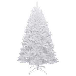 vidaXL Flocked Artificial Christmas Tree with Hinged Design, Lifelike PVC Tips, Sturdy Metal Stand - Reusable, Snow-Decorated Xmas Tree - 59.1" Height - 1 of 4