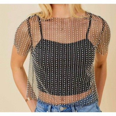 Women's Short Sleeve Beaded Top - Mainstrip