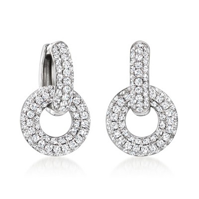 Ross-Simons 1.50 ct. t.w. CZ Huggie Hoop Earrings With Removable Drops in Sterling Silver