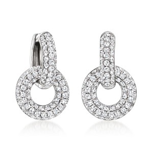 Ross-Simons 1.50 ct. t.w. CZ Huggie Hoop Earrings With Removable Drops in Sterling Silver - 1 of 4