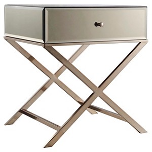 Whitney Mirrored Campaign Accent Table Brass - Inspire Q