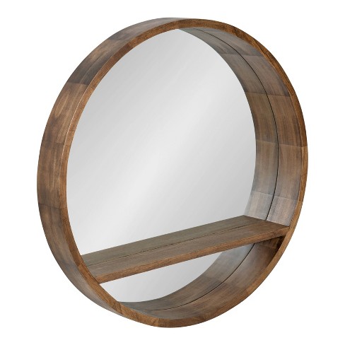 Large Mirror With Shelf in Natural Rustic Wood for Bathroom