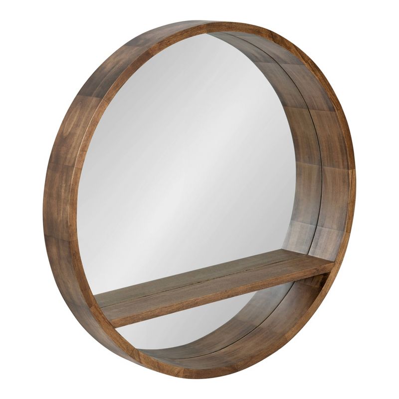 30&#34; Hutton Round Mirror with Shelf Rustic Brown - Kate and Laurel, 1 of 9