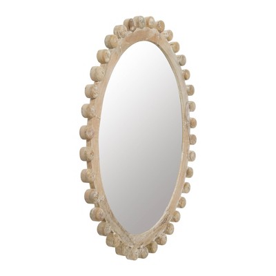 Whitewashed Mango Wood Round Wall Mirror