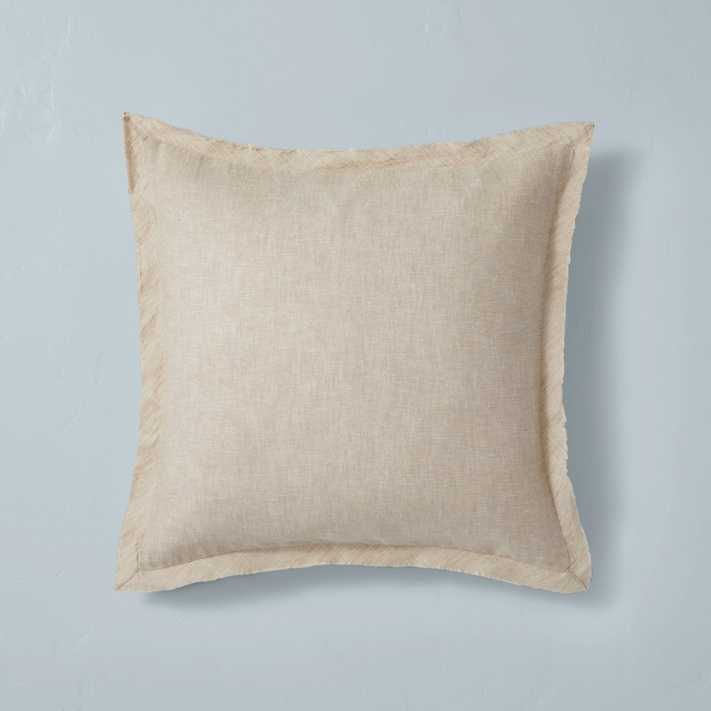Photos - Pillow 18"x18" Linen Blend Accent  Sham Twilight Taupe - Hearth & Hand™ wit