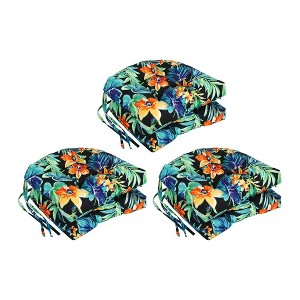 Blazing Needles, 16-inch Spun Polyester Patterned Outdoor U-shaped Tufted Chair Cushions (Set of 6) - 1 of 2