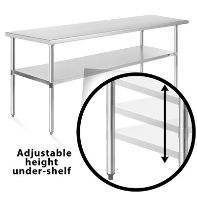 60" Stainless Steel Commercial Kitchen Prep Table with Casters