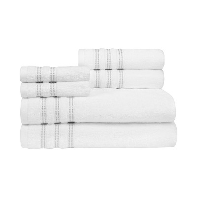 6pc Sabina Bath Towel Set White - CARO HOME